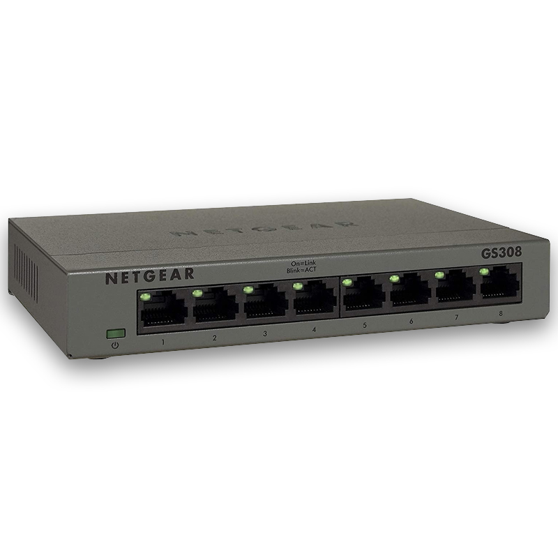 NETGEAR Switch Ethernet 8 Porte Unmanaged GS308, Hub di Rete Gigabit
