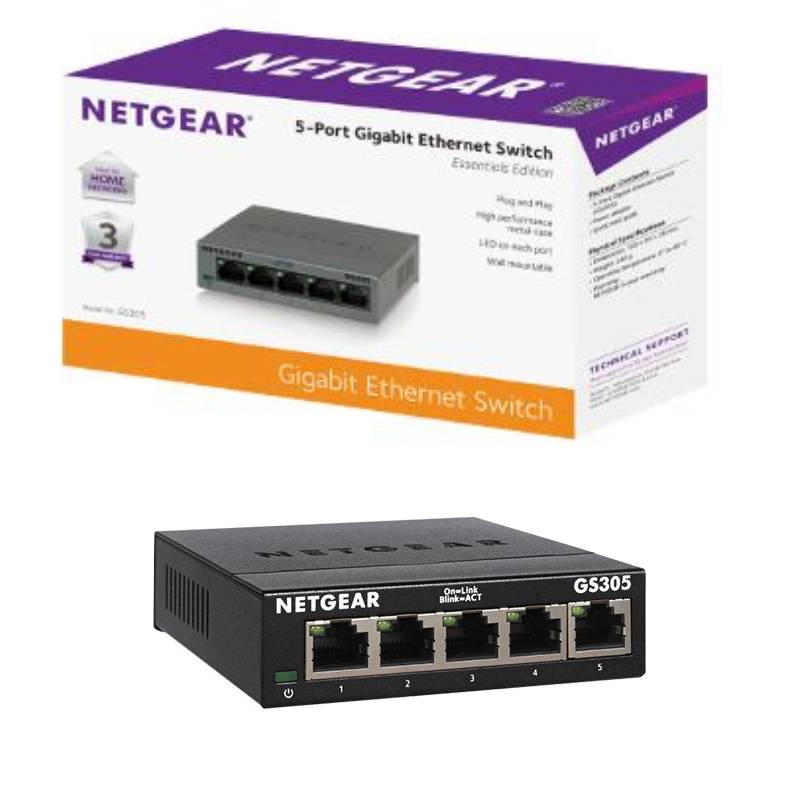 NETGEAR Switch Ethernet 5 Porte Gigabit Unmanaged GS305